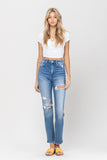 SUPER HIGH RISE DISTRESSED STRAIGHT