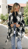 Buffalo Check Tassel Poncho