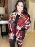Flannel poncho with Toggle Closure
