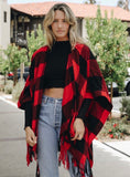 Buffalo Check Tassel Poncho